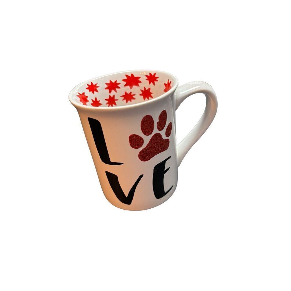 Love My Furry Friends Ceramic Mug With Paw Print & Red Stars - Picture 1 of 8